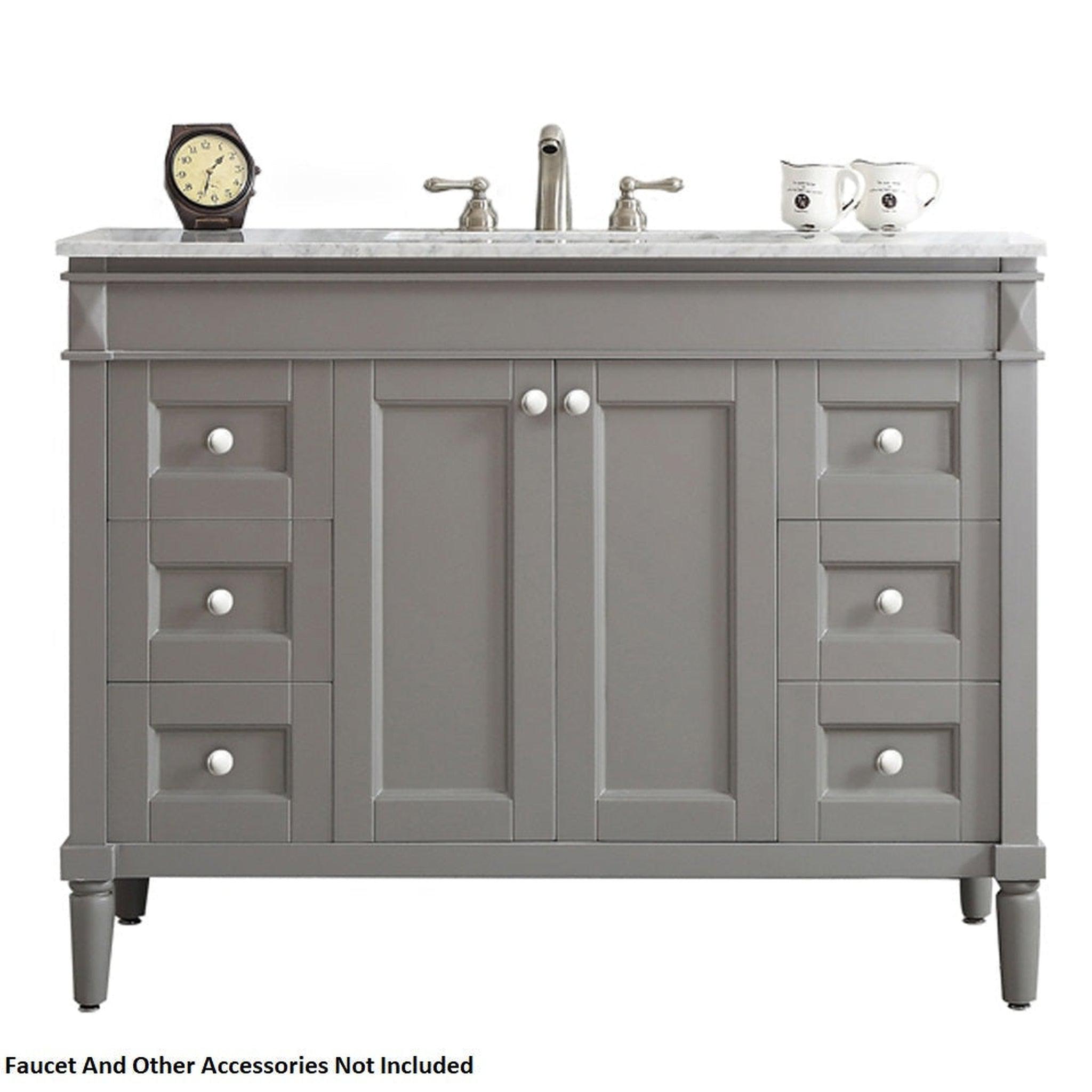 Vinnova, Vinnova Catania 48" Gray Freestanding Single Vanity Set In White Carrara Marble Top With Undermount Ceramic Sink